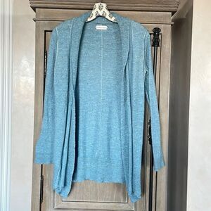 LABEL + thread blue long knit cardigan sweater size medium